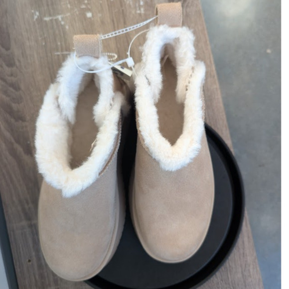 UGG Koolaburra Mini Platform Boots Size 7 UGG Ultra Mini Sand Light Beige Tan - Picture 3 of 8